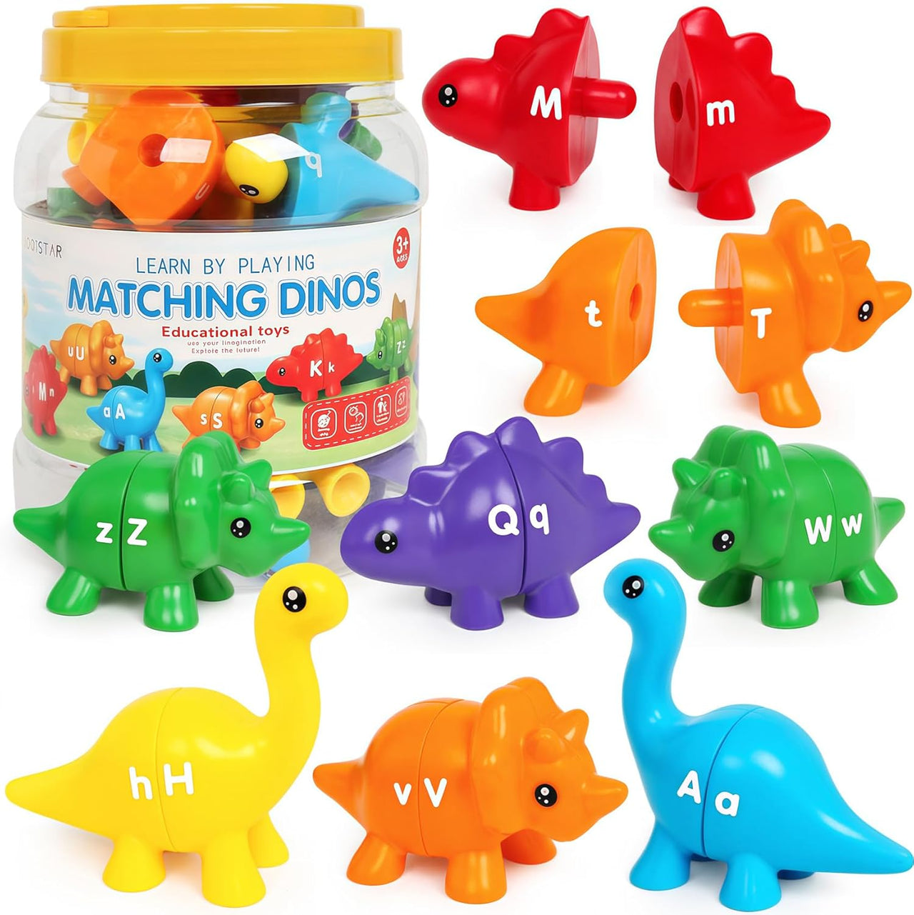 Matching Dino's – Sjovt og lærerigt - Dino-spil med alfabet og tal