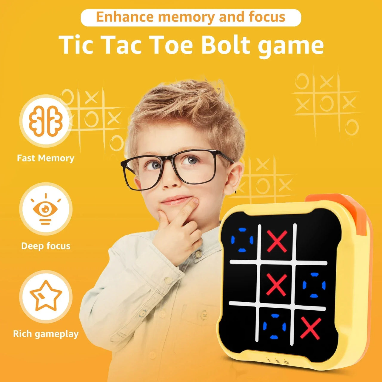 Tic Tac Toe Game™ - Styrker hukommelsen og evnen til problemløsning - Elektronisk Boter-Kaas & Æg