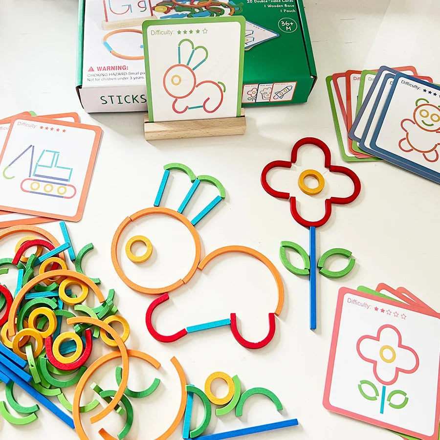 Sticks & Rings – Slank og kreativ – Puslespil med former i træ