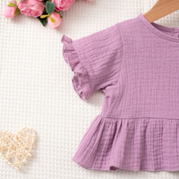 Thumbnail for SoftCharm – Elegant og behageligt – Pigesæt med bluse med flæser og lange bukser