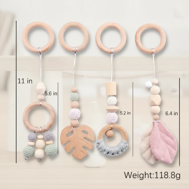 Wooden Baby Rattle Toy – Sansestimulerende & sikkert – Baby Gym