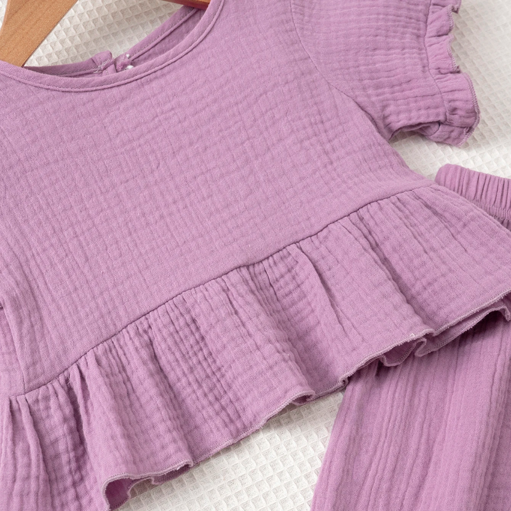 SoftCharm – Elegant og behageligt – Pigesæt med bluse med flæser og lange bukser