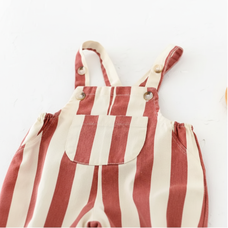 Striped Overall Romper – Blødt & behageligt – Jumpsuit til børn