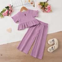 Thumbnail for SoftCharm – Elegant og behageligt – Pigesæt med bluse med flæser og lange bukser