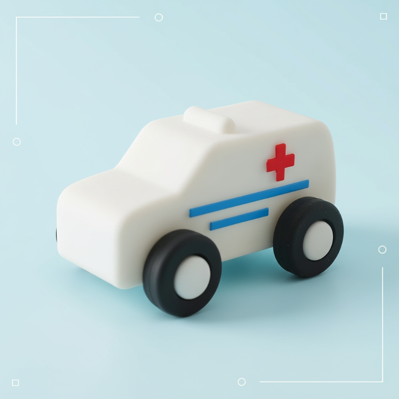 Montessori Silicone Toy Car – Sikker & bidvenlig – Bidelegetøj i form af et køretøj i silikone