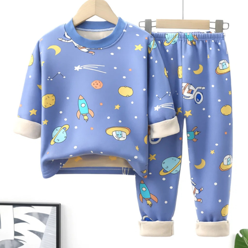 Mini Fashion™ - Tegneserie-fleece-pyjamas til børn
