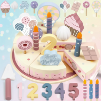 Thumbnail for Wooden Cake Cutting Toy – Kreativitet & Rollespil – Træfødselsdagskage