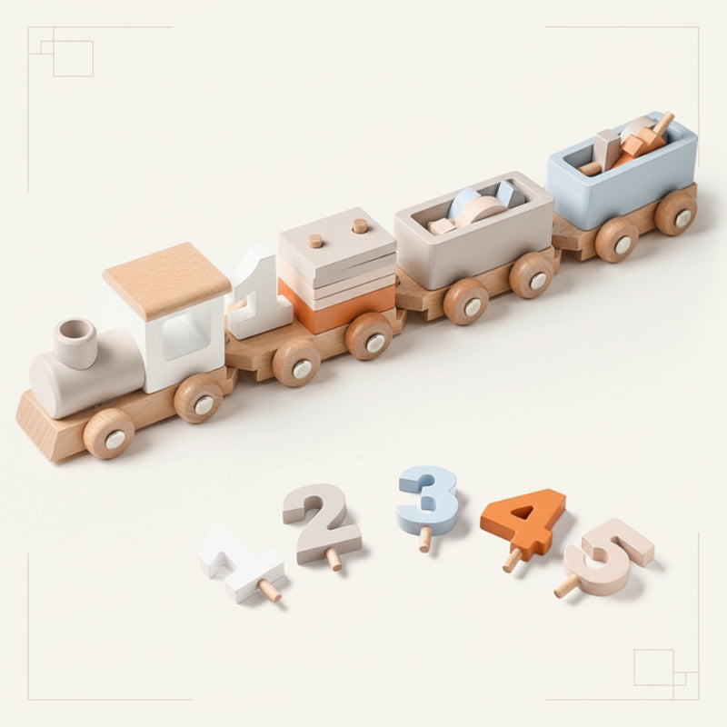 TrainCount –  Klassisk & pædagogisk – Træ Montessori-tog