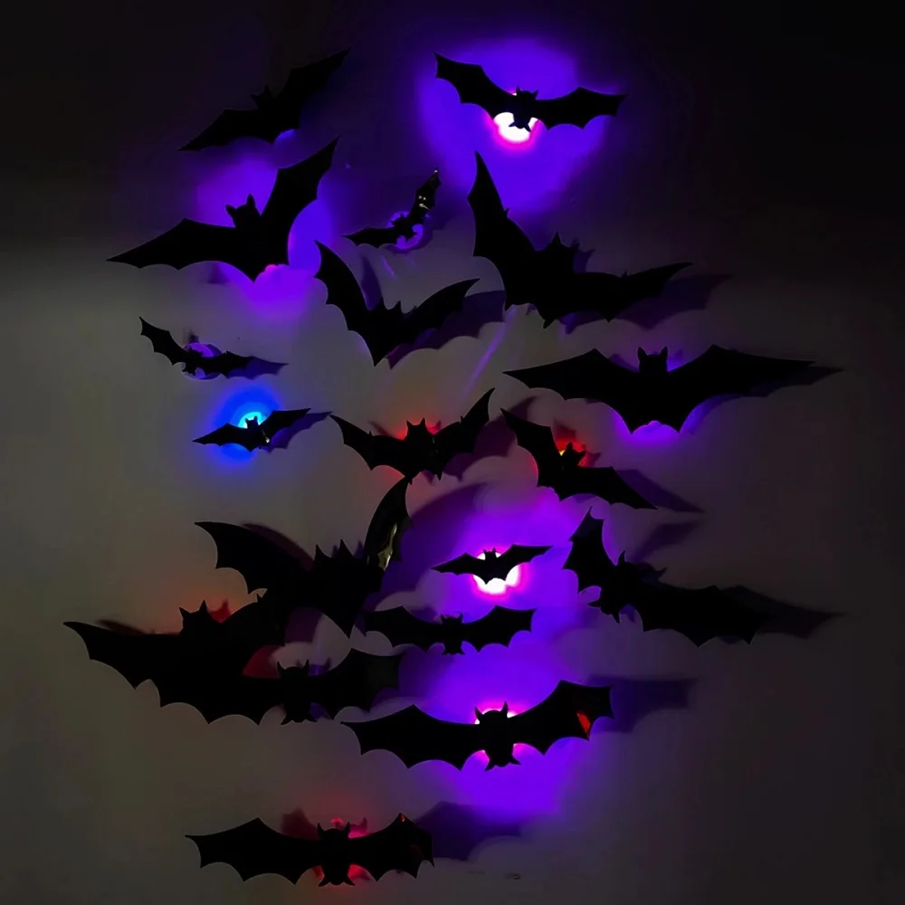 SpookyGlow – Uhyggelig & stemningsfuld – LED-vægdekoration med Halloween-flagermus
