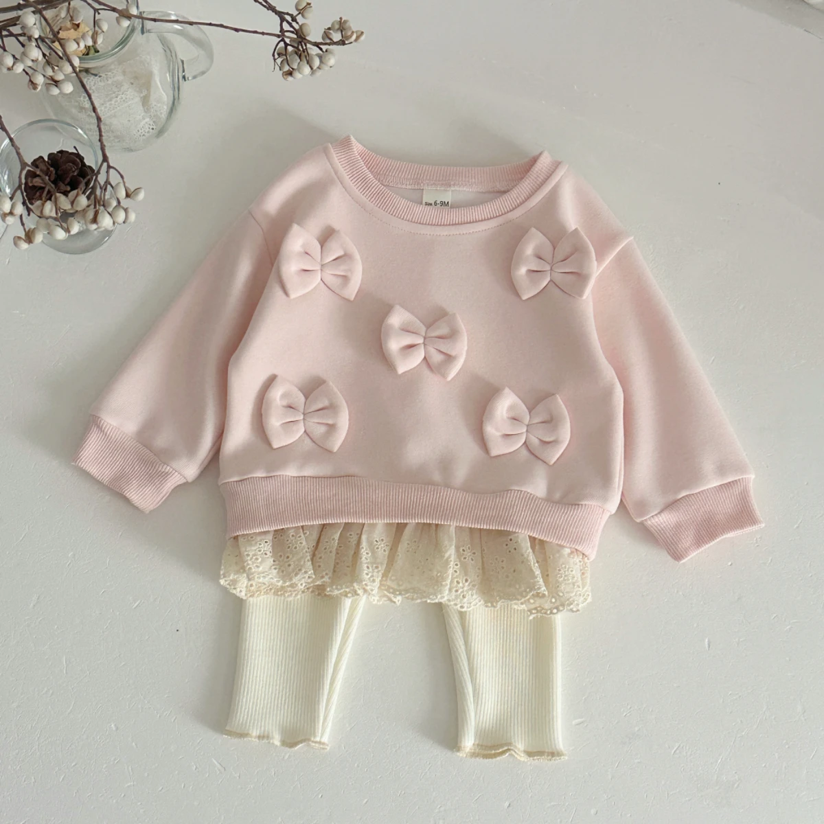 LittleAngel – Blødt & stilfuldt – Babysæt med sweater og bukser med elastik