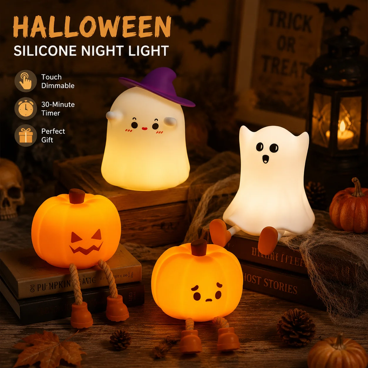 SpookyLamp – Sødt & stemningsfuldt – Halloween-natlampe