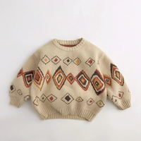Thumbnail for LittleRetro – Varm og stilfuld – Strikket børnesweater med diamantmønster