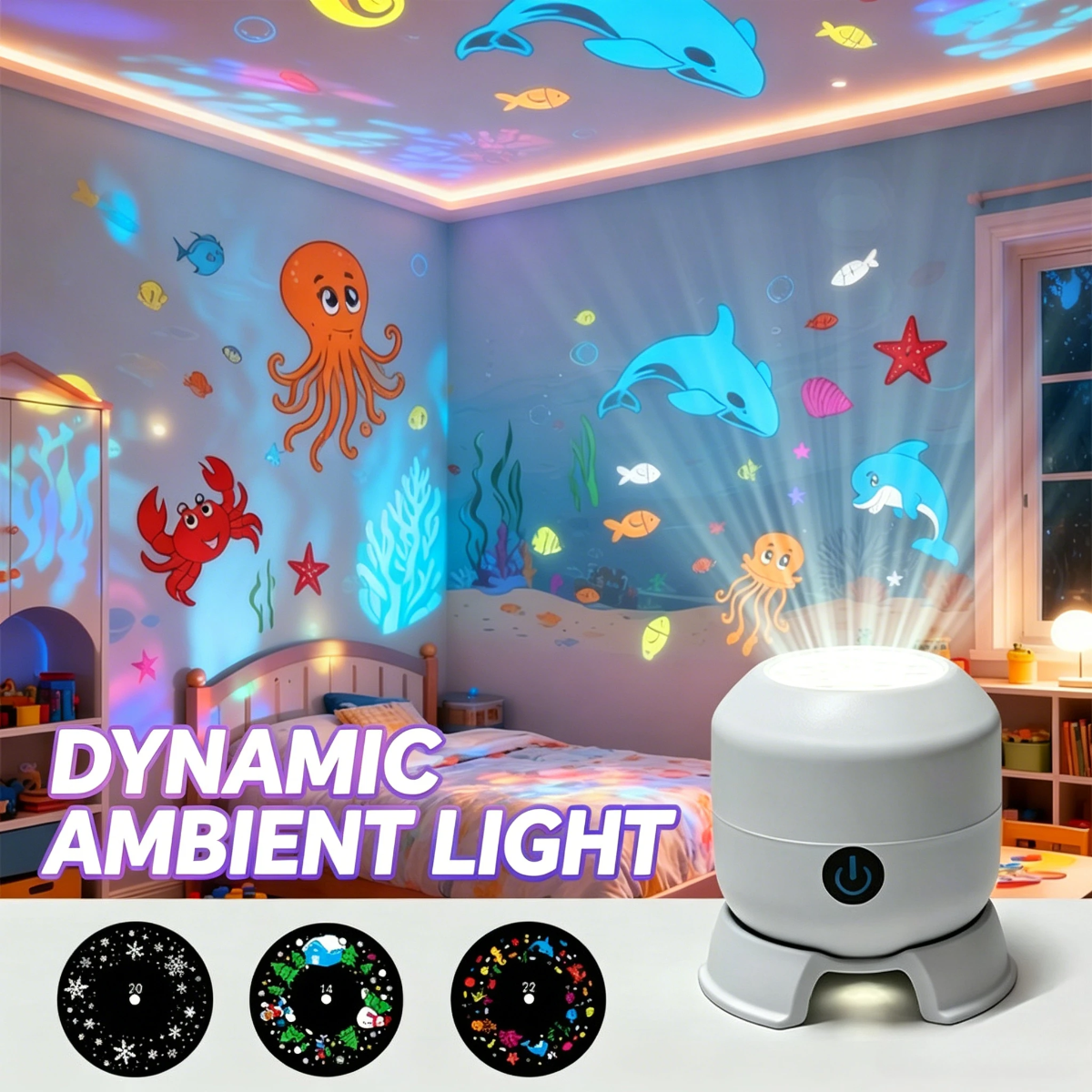 SeaDream – Leg og læring – 360° roterende LED-natlampe