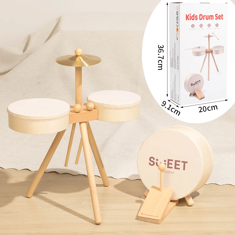 Kids Wooden Drum Toy – Musik & Kreativitet – Trommesæt