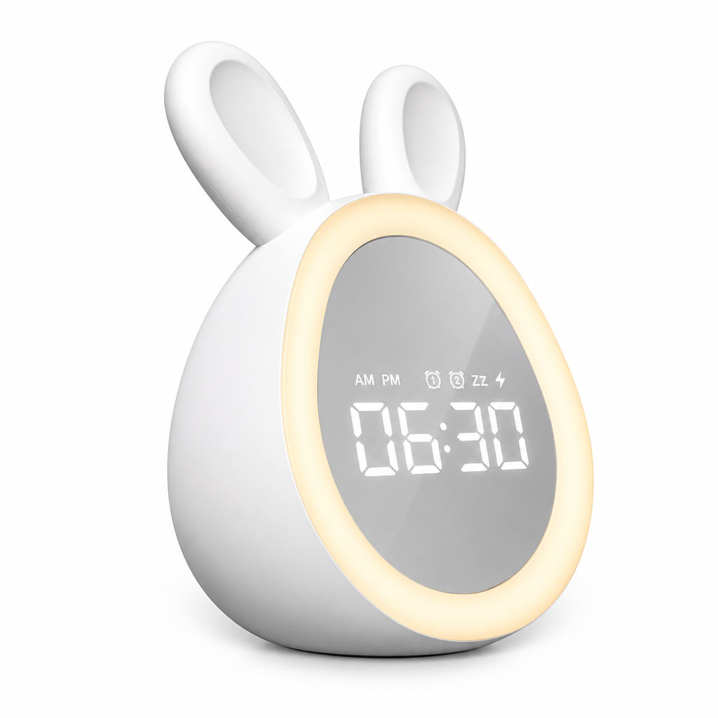 BunnyGlow – Sødt & praktisk – digital vækkeur til børn med natlampe