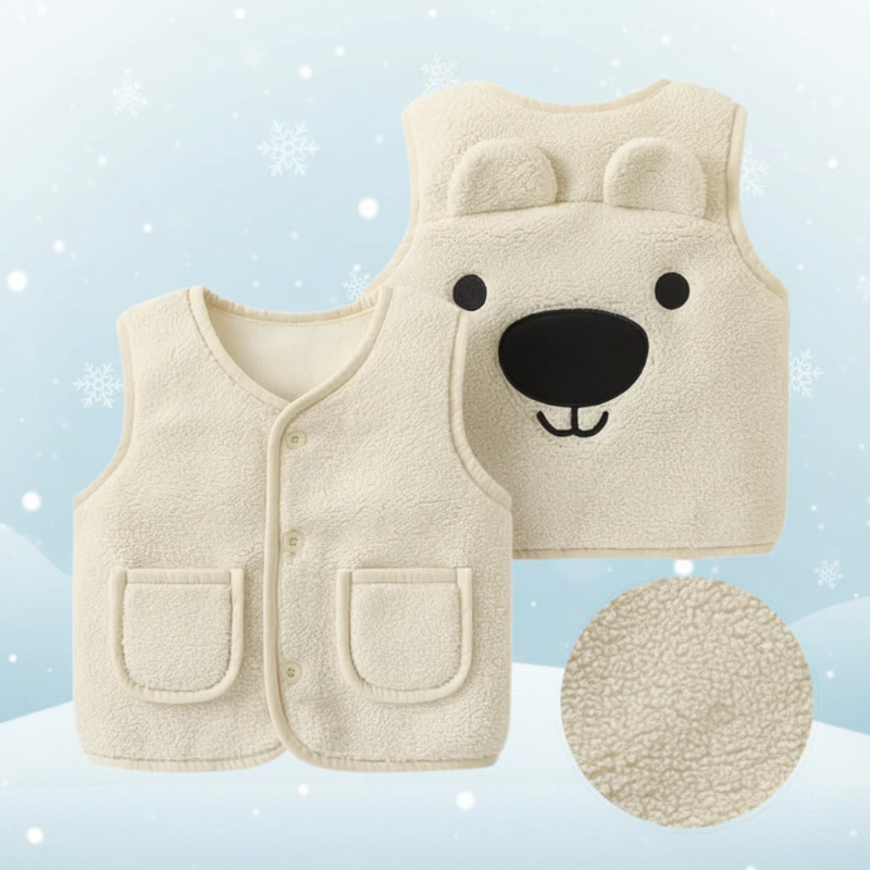 Baby Bear Fleece Vest – Varm og blød – Børnevest med bjørnemotiv