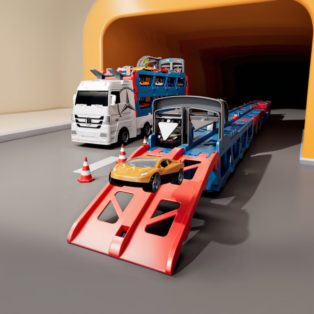 CarHauler – Legende & eventyrligt – Biltransportør-legesæt med racerbiler