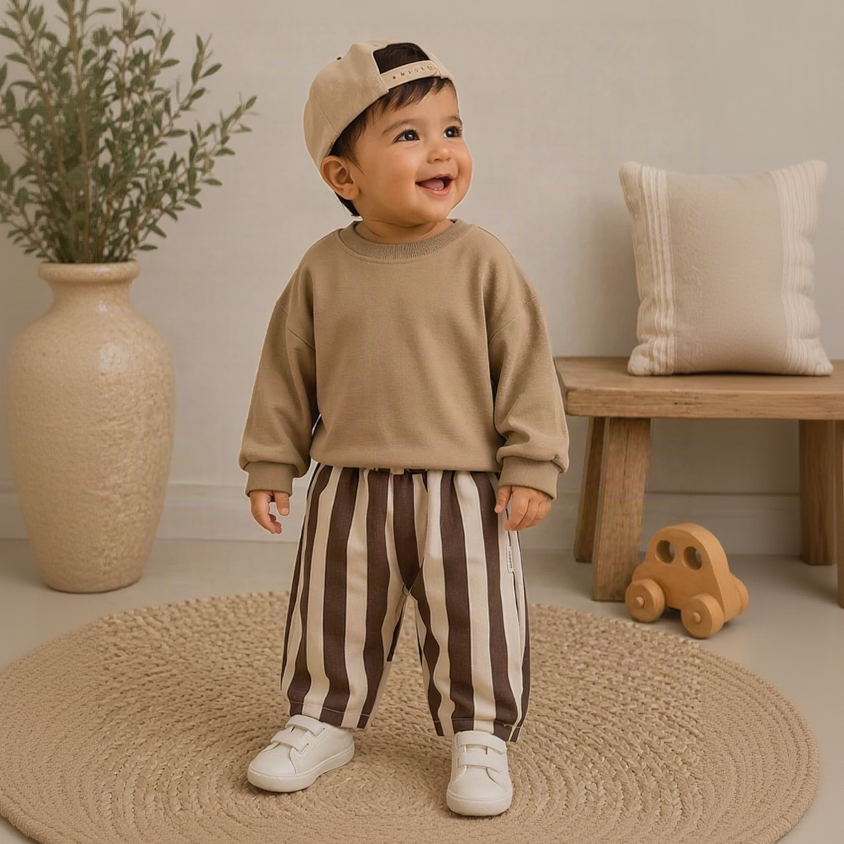 SoftStripe – Blødt og behageligt – babybukser med stribet mønster