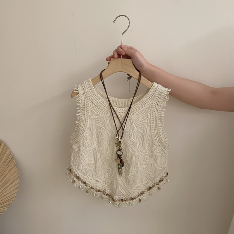 TinyTrends – Boho Chic & sød – Hæklet top med ternet nederdel