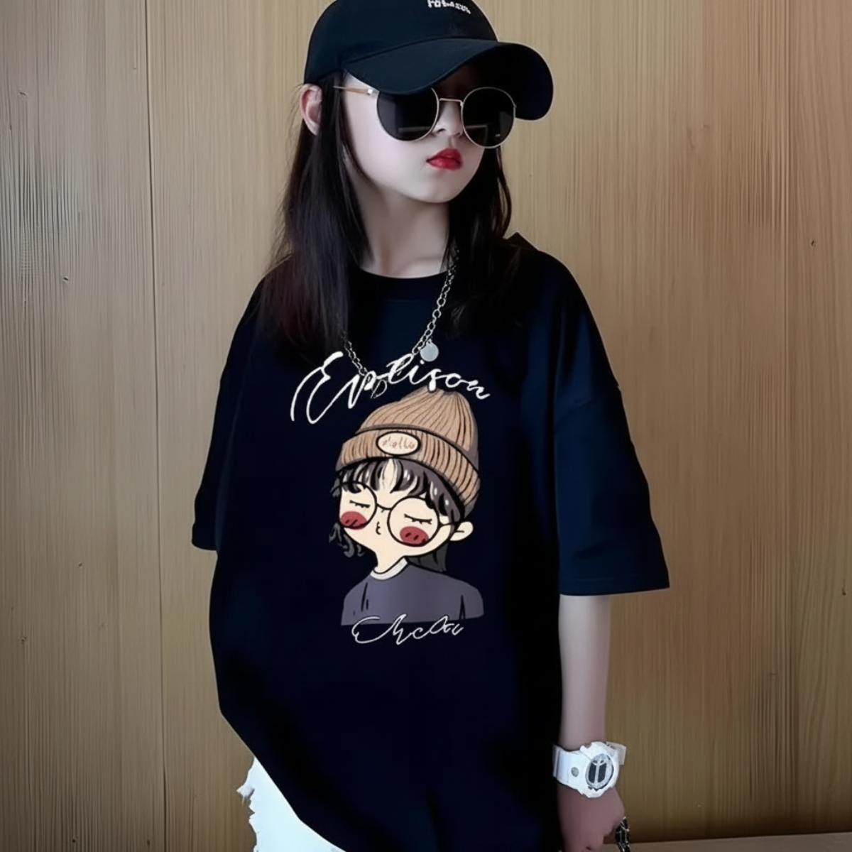 CuteStyle – Trendy og behagelig – T-shirt med oversized tegneserieprint