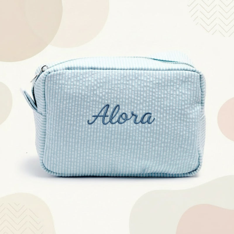 Striped Name Pouch – Personlig og stilfuld – Makeup-taske
