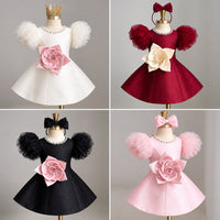 Thumbnail for LittleRose – Elegant og festligt – Pige-kjole med 3D-blomst og pufærmer