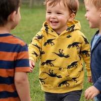 Thumbnail for DinoStyle – Varm og åndbar – hættetrøje med Triceratops-print