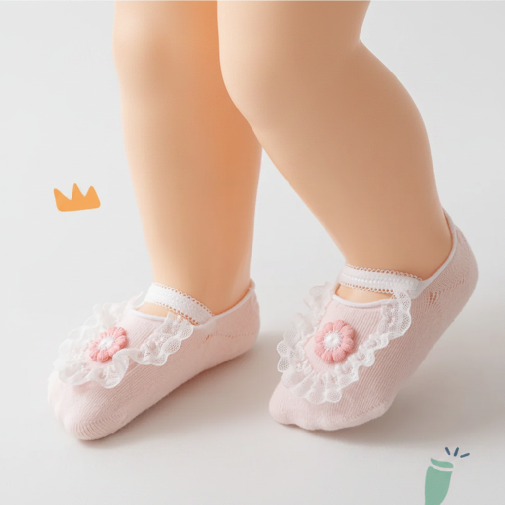 SweetFeet – Blødt & sødt – babysokker med blomster og blonder