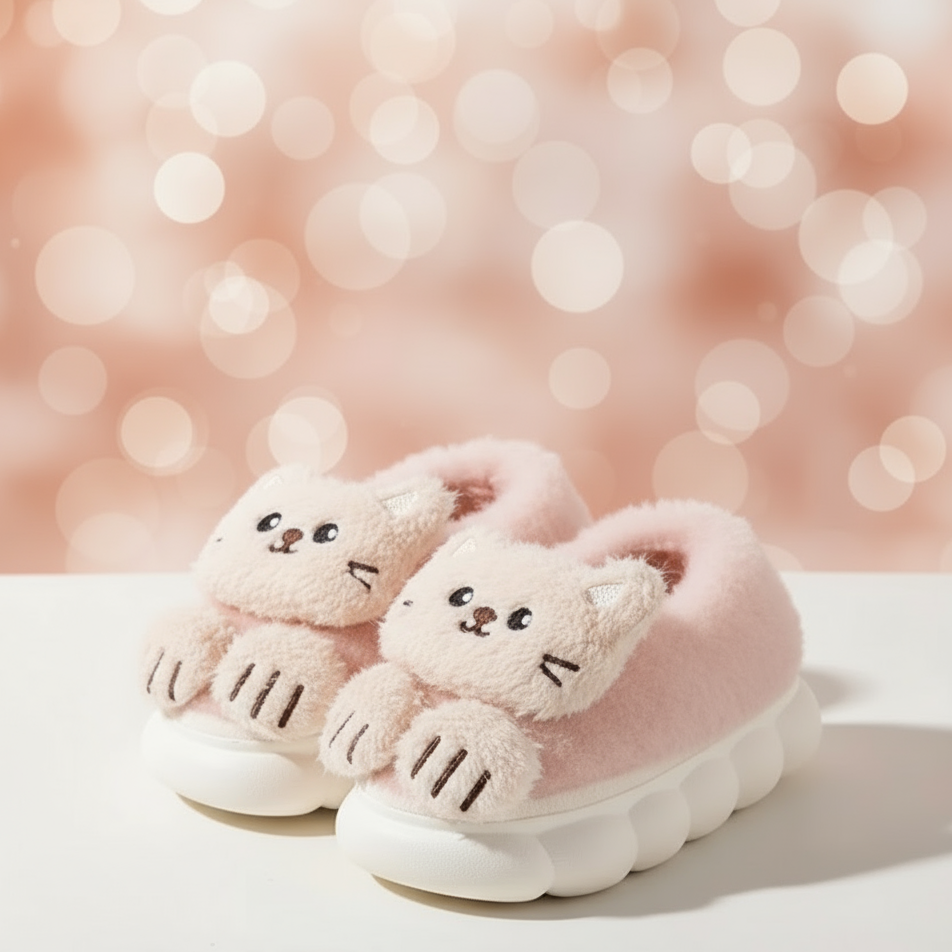 SnuggleKitty – Varme & tryghed – Børnetøfler med katte