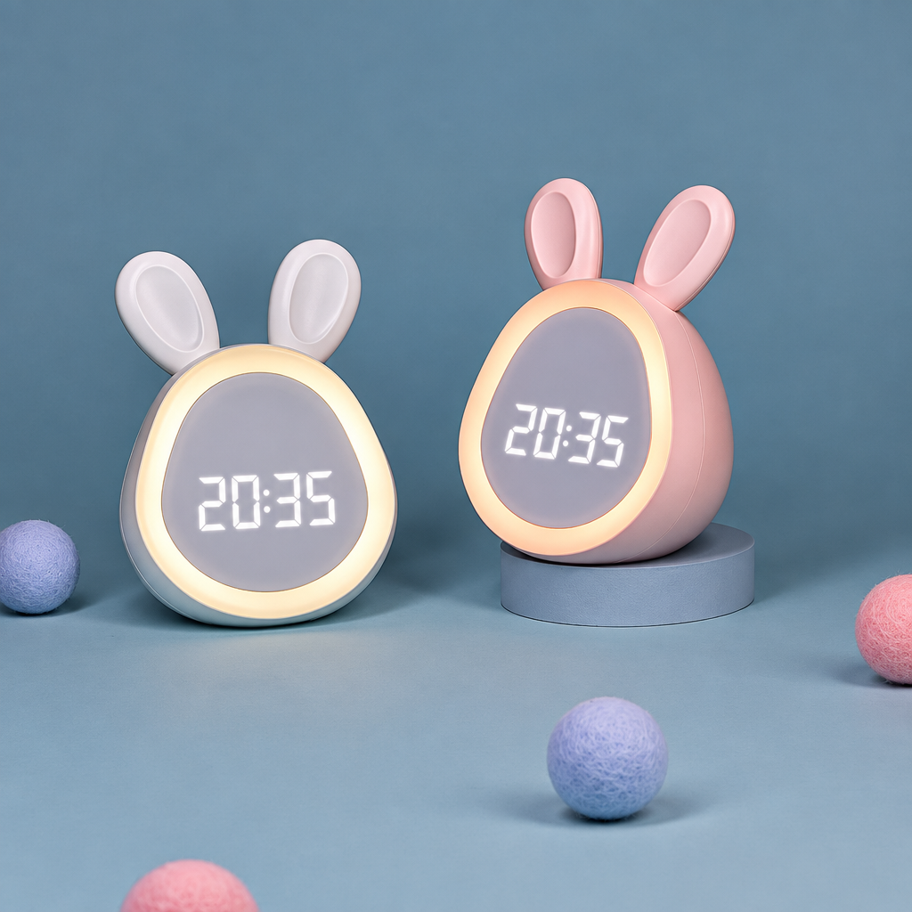 BunnyGlow – Sødt & praktisk – digital vækkeur til børn med natlampe