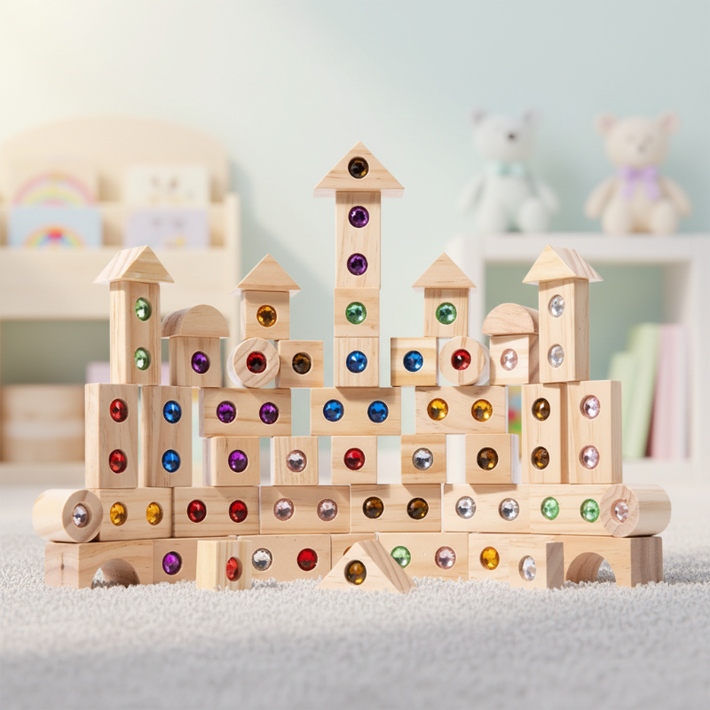 Rainbow Gem Stacking Blocks – Kreativt og lærerigt – Sæt med træklodser til at stable