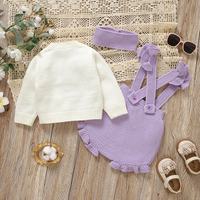 Thumbnail for FloraKnit – Blødt & sødt – babyoutfit med vest, smækbukser og hårbånd