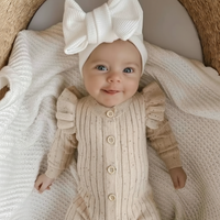 Thumbnail for MiniAurora – Blødt & elegant – Strikket babydragt med englevinger og pandebånd