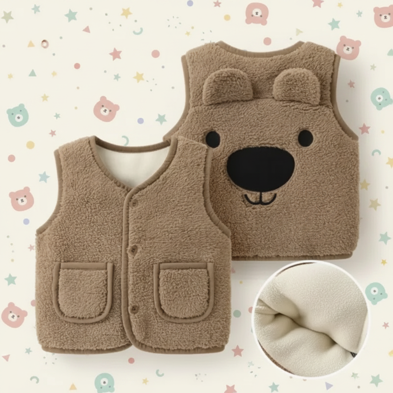Baby Bear Fleece Vest – Varm og blød – Børnevest med bjørnemotiv