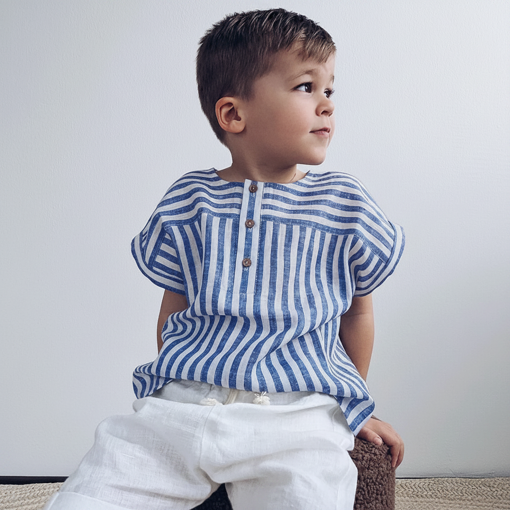 LittleClassic – Elegant og behagelig – Linnedskjorte til drenge med knapdetaljer