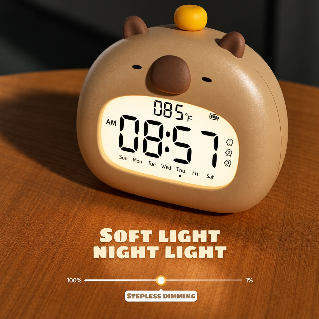 CappyClock – Sød & multifunktionel – digital vækkeur til børn med natlampe