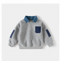 Thumbnail for CoolJunior – Varm og stilfuld – drengetrøje med denimkrave