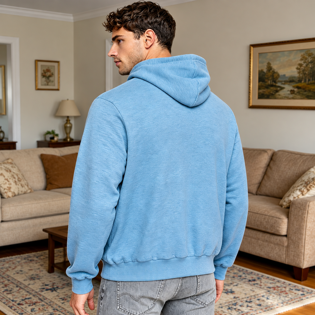 CuddleDad – Komfortabel og praktisk – Herre-hoodie med lomme til babyen