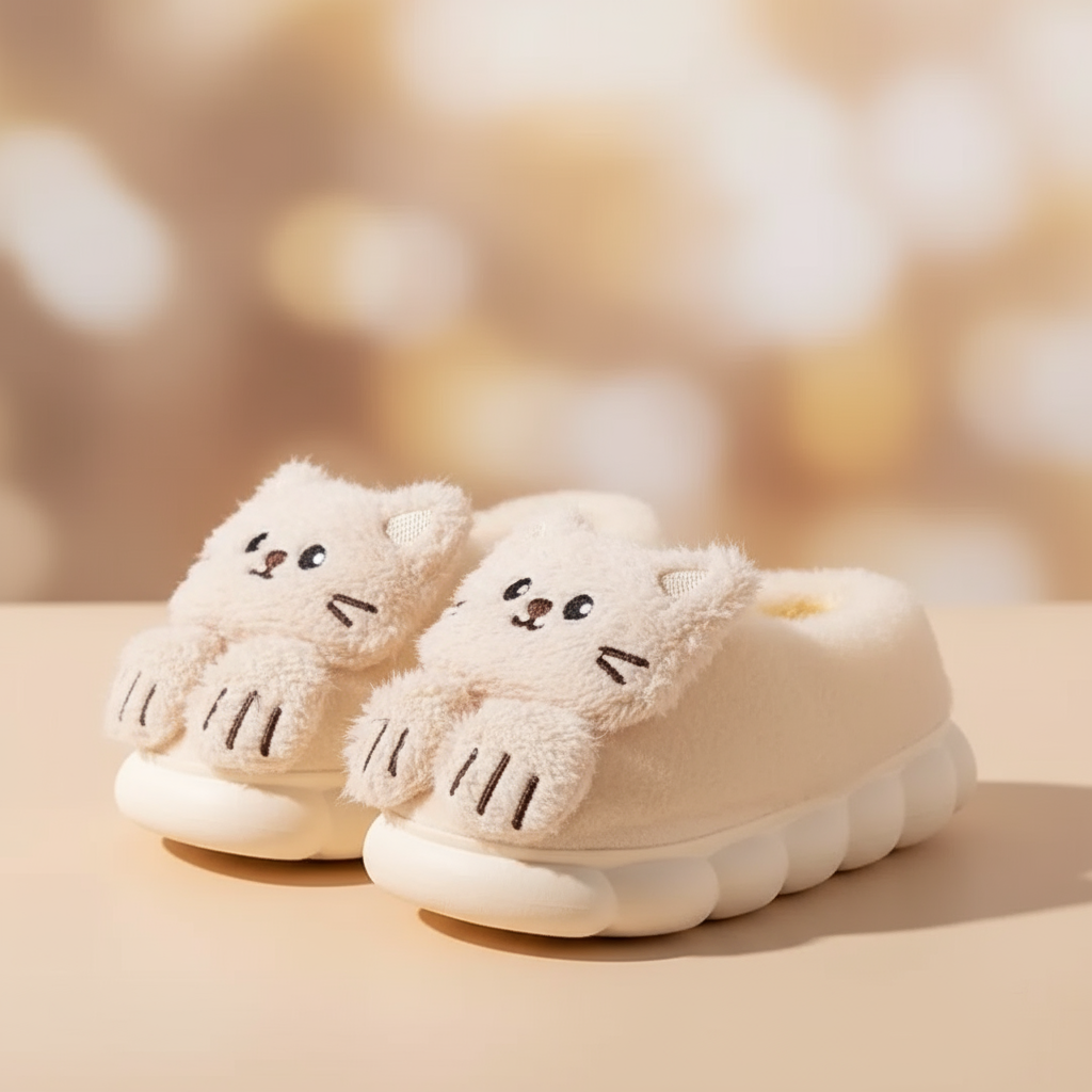 SnuggleKitty – Varme & tryghed – Børnetøfler med katte