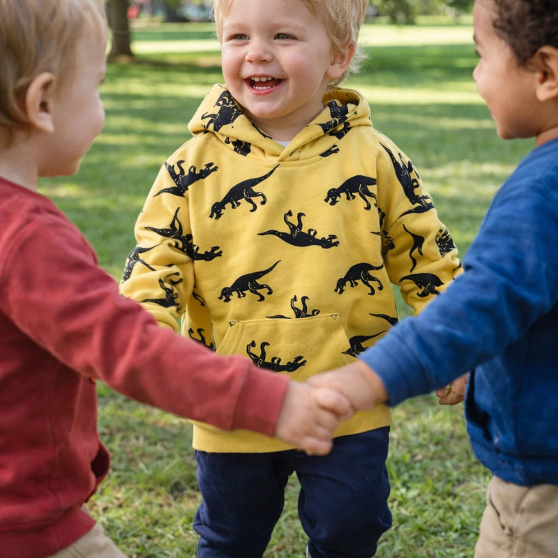 DinoStyle – Varm og åndbar – hættetrøje med Triceratops-print