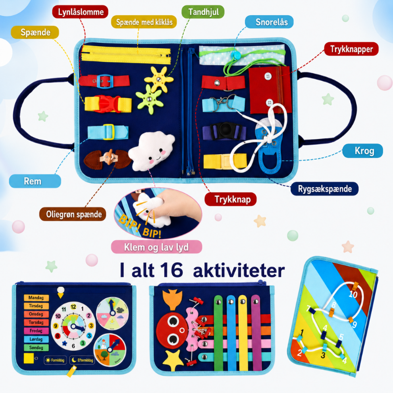 7-in-1 Busy Board – Motorik & læring – Aktivitetstavle