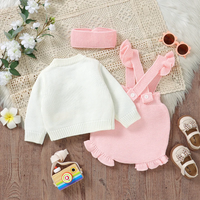 Thumbnail for FloraKnit – Blødt & sødt – babyoutfit med vest, smækbukser og hårbånd
