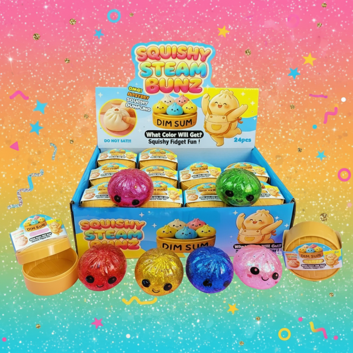 FunSquish – Farverigt & Glittermorskab – Glitter-squishy-dumplings
