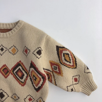 Thumbnail for LittleRetro – Varm og stilfuld – Strikket børnesweater med diamantmønster