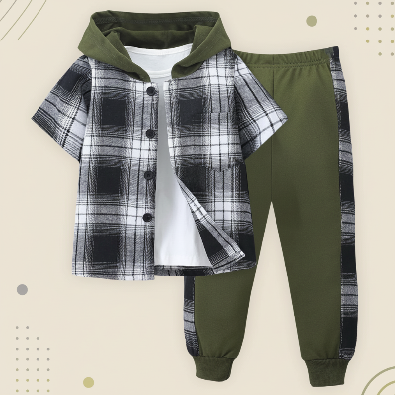 Boys Checkered Outfit – Trendy og behageligt – Børnetøjssæt med tern