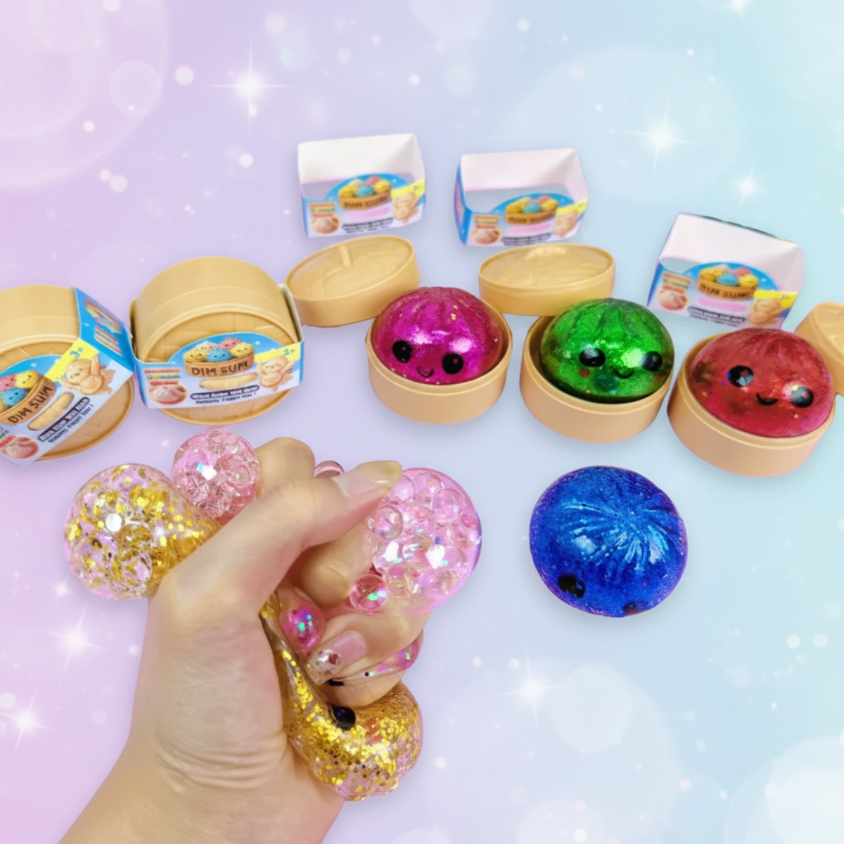 FunSquish – Farverigt & Glittermorskab – Glitter-squishy-dumplings