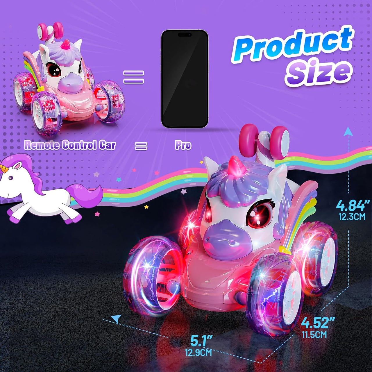 GlowRide – Farverig og aktiv – Unicorn RC-bil