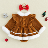 Thumbnail for LittleGinger – Varm og festlig – Baby-julejumpsuit med hårbånd