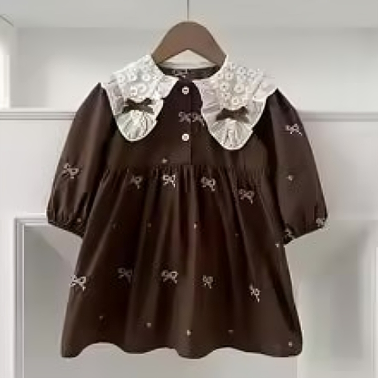 Mini Fashion™ - Kjole - Beige mønsterKomfortabel og stilfuld - Forår Romper Kjoler Børn
