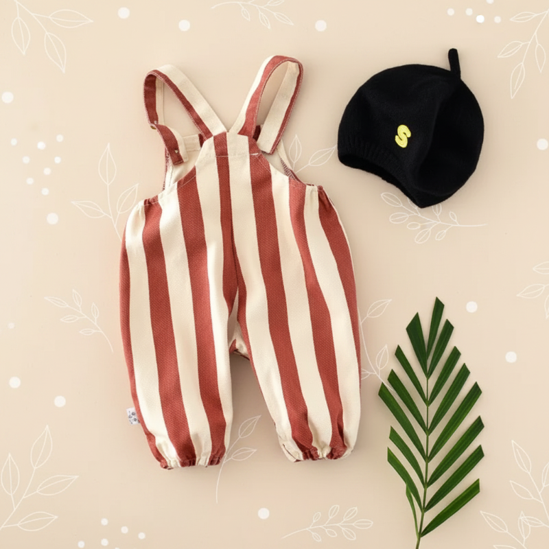 Striped Overall Romper – Blødt & behageligt – Jumpsuit til børn
